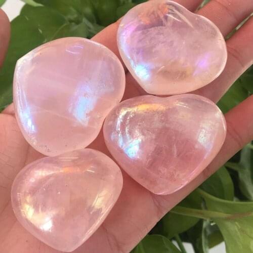 High Quality Natural Electroplated Rose Quartz Heart Healing Reiki Gem For Decorative Gift