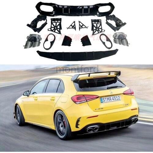 Rear Diffuser for W177 2019-2020 A ClassA180 A200 A220 A250 Hatchback Rear Bumper Lip Tail pipe A35 style
