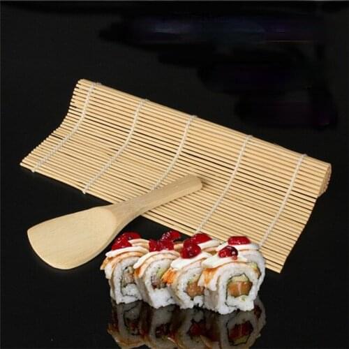 1set Sushi Curtain Rolling Mat Sushi Spoon DIY Onigiri Rice Roller Kitchen Gadgets Cooking Accessories Bamboo Sushi Maker Tools
