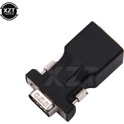 1pc RS232 DB9 Male to LAN CAT5 CAT6 RJ45 Female Cable Network Extender Adapter 9 Pin RS232 to RJ45 Adapter Converter for PC