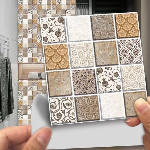 10pcs/set Marble Mosaic Frosted Tiles Floor Wall Sticker Kitchen Bathroom Home Renovation Wallpaper Non-slip Thicken Wall Decals