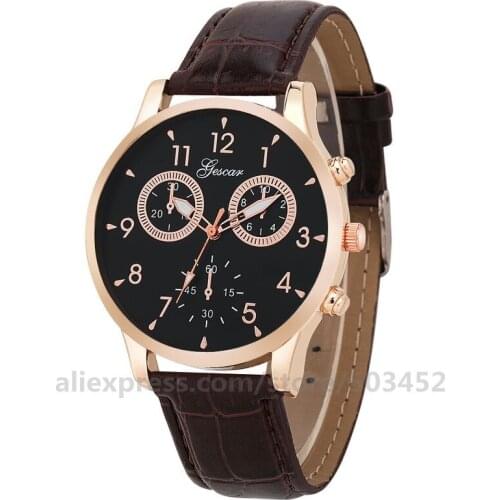100pcs/lot gescar 8562 new rose gold silver case gescar leather watch wrap quartz casual wrist watch for unisex wholesale clock