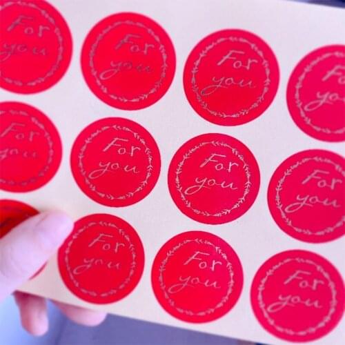 120pcs/lot Chinese vintage Red"For you"bronzing garland round self-adhesive stickers seal labels Gift