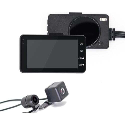 3 Inch 1080P HD Motorcycle Driving Recorder Waterproof Double Mirror VGA Format Loop Recording Motorcycle Black Recorder Box