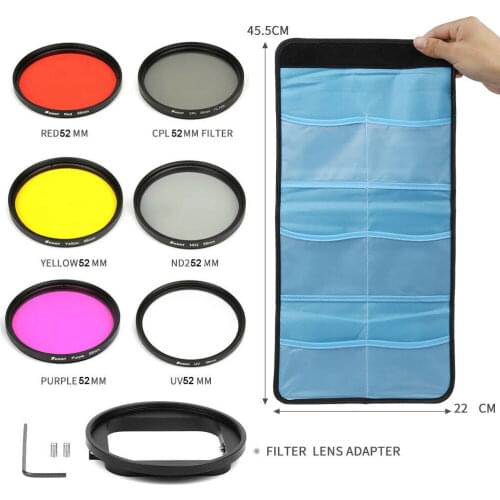 52mm Polarize CPL ND4 UV Red Ywllow Purple Filter For GoPro Hero 5 6 7 Black