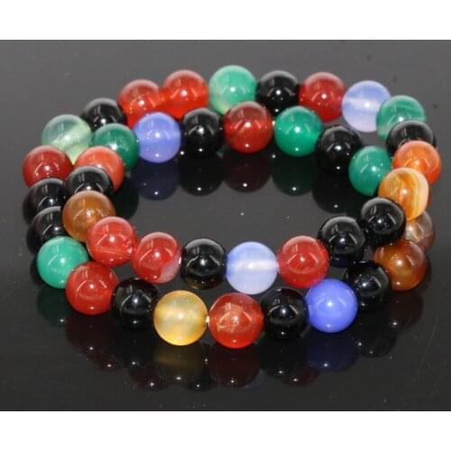 8mm charms multicolor natural carnelian agat stone round beads strand 2 rows multilayer bracelet for women fashion jewelry B2799