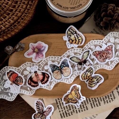 Free shipping 56boxes Beautiful Flowers Roses Colorful Butterfly Boxed Stickers Creative Hand Account Decor DIY Collage Sticker