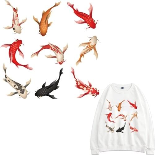 Large Koi Fish Patches Thermal Stickers on Clothes Iron-on Transfers for Clothing Thermoadhesive Patch Diy Applique for T Shirt