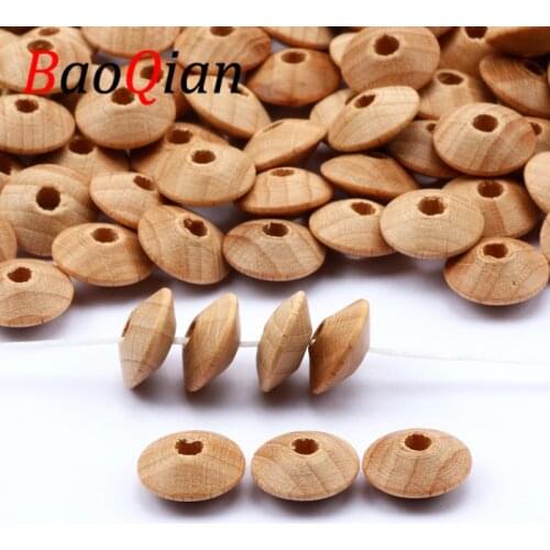 50/100pcs Round Natural Safety Beech Spacer Loose Beads For Childrens Necklace Bracelet Jewelry Making DIY Pacifier Chain