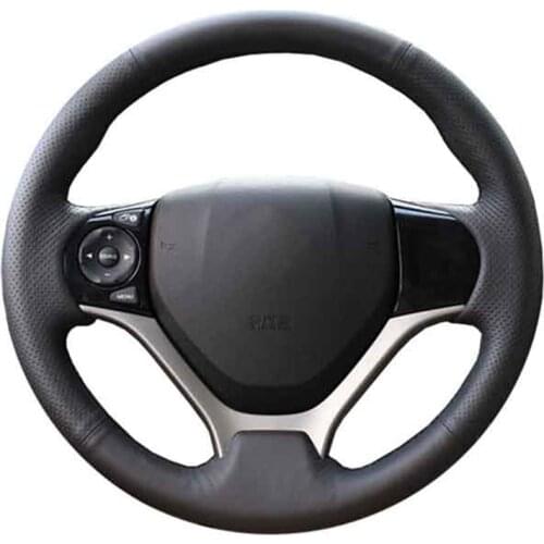 Car Steering Wheel Cover For Honda Civic Civic 9 2012-2015 Customize DIY Steering Wrap Microfiber Leather Hand Sewing