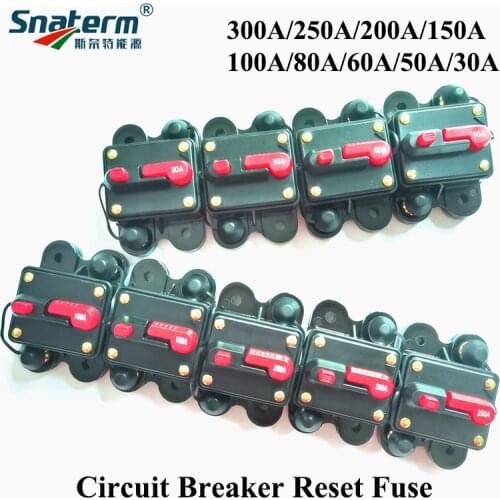 60A 80A 100A 150A 200A 250A 300A 12V 24V DC Home Solar System Waterproof Circuit Breaker Reset Fuse Inverter