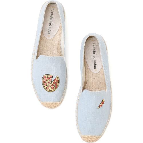 Tienda soludos espadrilles shoes for women Floral embroidery sweet slip smoking lace up summer shoe Ethnic Big bow Thick