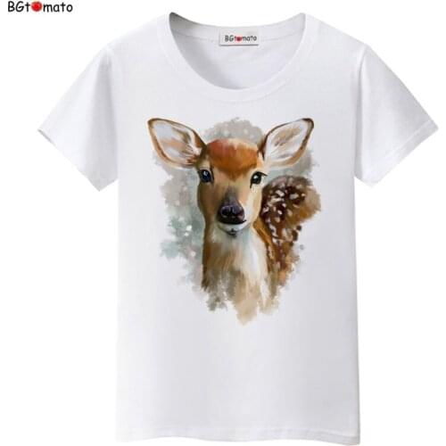 BGtomato lovely 3D cartoon T Shirt Women Summer Fashion Sika deer Prints Short Sleeve O-Neck T-shirt