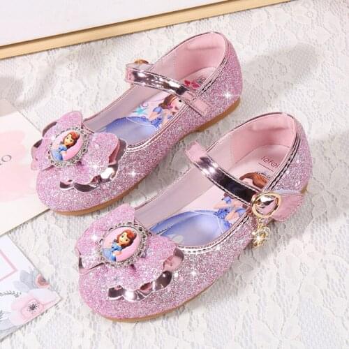 Frozen Sandals Girls Princess Elsa Cosplay Kids Sandals Rhinestone Bling Crystal Children For Wedding Party Glitter Sequins