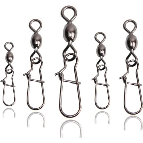 Hyaena 30pcs Crane Fishing Swivel With Strong Snap Black Nickle Brass Fishing Lure Hook Connector Fishing Accessories