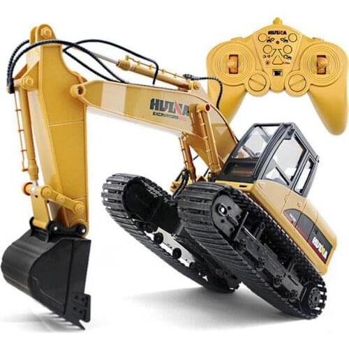 HUINA 15 Channel 2.4G Toys 1/14 RC Excavator Charging RC Car With Battery RC Alloy Excavator RTR for Kids Construction Vehicles