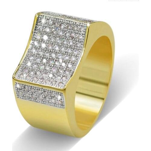 Good Quality Hip Hop Bling Rings All Iced Out Real Micro Pave CZ AAA Cool Mens Women Couple Gold Hiphop Ring Wholesale Best Sell