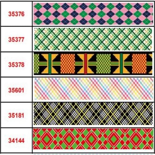 16mm-75mm Plaid Series Printed Grosgrain Ribbon /Elastic Band For DIY Hair Tie Gift Wrapping 50 Yards