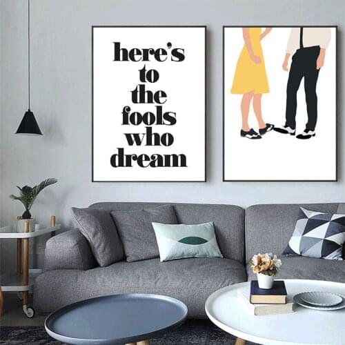 La La Land Music Movie Illustration Canvas Painting Heres to the Fools Who Dream Quotes Posters Prints Home Wall Art Decoration