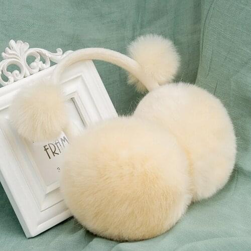 Fashion Winter Women Faux Rabbit Fur Earmuffs Cute Rabbit Hair Plush Warm Ear Cover Women Girls Plush Kawaii Headband Earmuffs