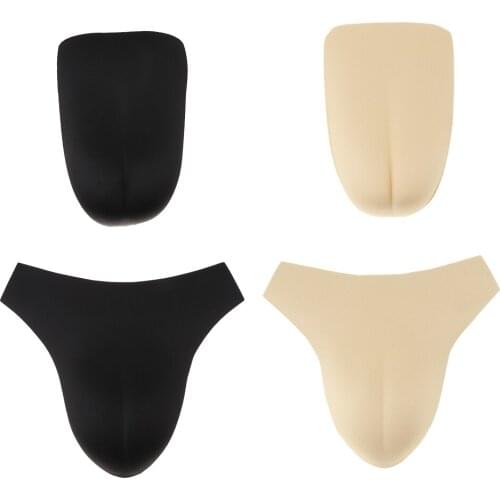 Mens Crossdresser Fake Underwear Panty Shaping Removable Inside Pad