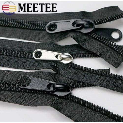 2/4Meters Meetee 8#10# Nylon Zipper Auto Lock Open-End Sewing for Backpack Fishing Bags Outdoor Tent DIY HomeTextile Accessories
