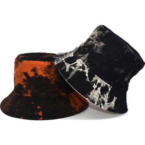 2020 New Autumn Tie Dye Bucket Hat Women Cotton Panama Korea Harajuku Fishermen Caps Men M120