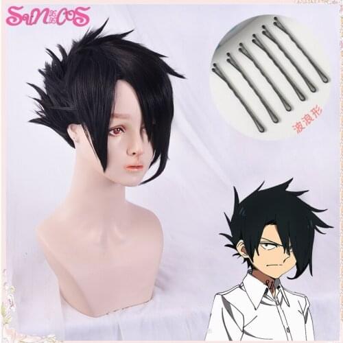 The Promised Neverland Ray Cosplay Wigs Cosplay Wigs Black Short Heat Resistant Synthetic Wigs Halloween Free Wig Cap