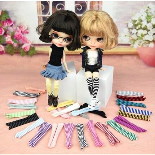 1Pair Dolls Stripe Long Socks for Blythe Doll Middle Tube Sock For Barbie 1/6 BJD Accessories Dollhouse Playhouse DIY Toys