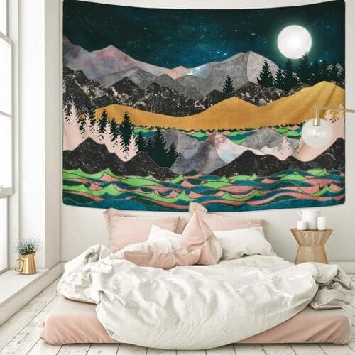 Psychedelic starry sky sky sun moon mountain tapestry wall hanging celestial tapestry hippie tapestry home decor tapestryLG814-8