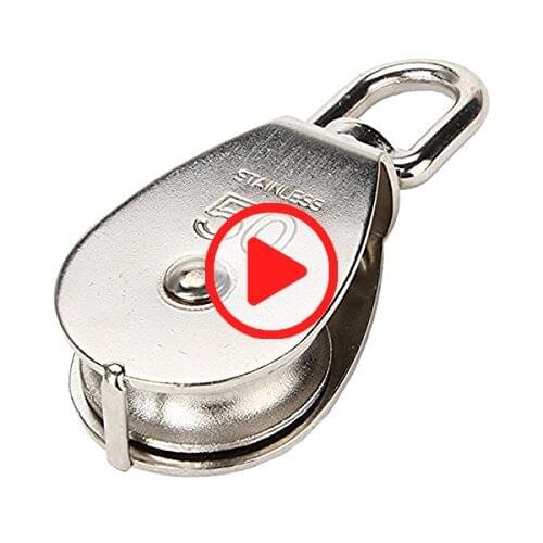 M50 Stainless Steel Single Wheel Swivel Pulley Block 400kg (Silver) Wheel Machine Pulley Wheels with Bearings