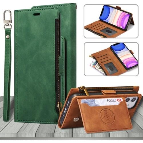 For Xiaomi Mi 11i /11 Lite Luxury Zipper Wallet Bag Card Holder Stand Skin-feel Flip Leather Case Lanyard Mobile Phone Cover