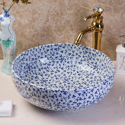 Free shipping blue and white wash basin counter basin art basin