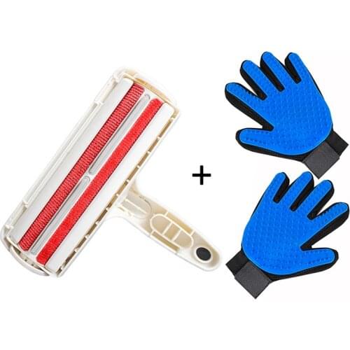 Pet Hair Remover Brush Cat Dog Fur Brush Base Double Device Dust Static Magic Lint Brush Cleaners Cloth Cleaning Tools Set