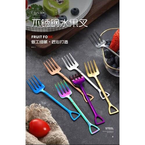 Funny Shovel Shape Fork 304 Stainless Steel Sugar Spoons Wear-Resistant Dessert Scoop Stirring Small Snacks Ladle Picnic