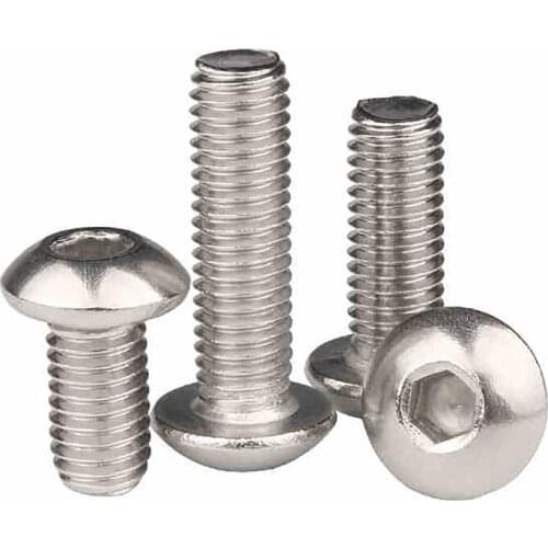 5pcs M6 Button Head Screws Hex Allen Socket Bolts Bolts Length 8/10/12/14/16/18/20/22/25/30/35/50/70-100mm 304 Stainless Steel