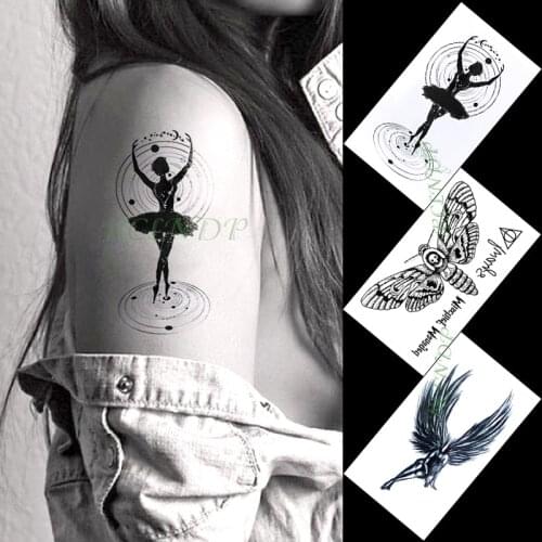 Waterproof Temporary Tattoo Sticker dancing girl butterfly letter angel wings small tatto flash tatoo fake tattoos for women men