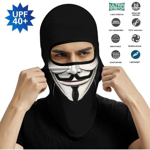 V for Vendetta Breathable Balaclava Military Sport Head Scarf Anonymous Tube Buff Bandana Earloop Face Cover Braga Cuello Hombre