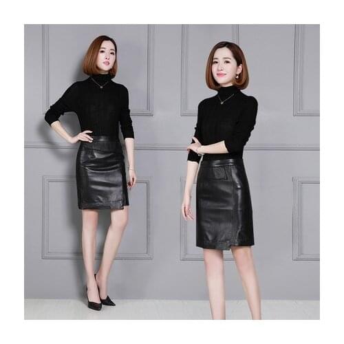Top brand Fashion Genuine New Sheep Leather Skirt K48 high quality