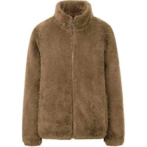 2021Fashion Polar fleece Autumn Winter Coat Women Jacket Fleece Shaggy Warm Cropped Jackets Overcoat Zipper Outwear femme veste