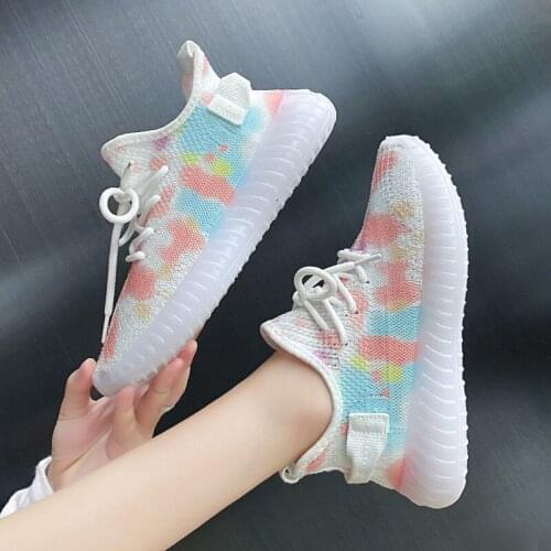 Rainbow Sole Dad Shoes Womens 2021 Summer New Korean Version of the Thick Crust Mesh Breathable Casual Sports Shoes
