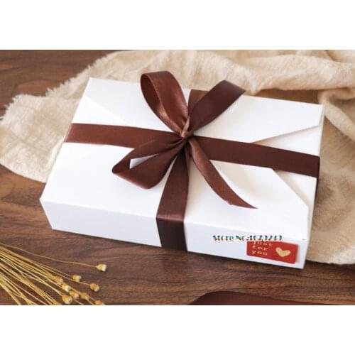 19.5*12.5*4cm kraft paper box.white brown colour candy biscuit box,envelop style gift paper boxes with ribbon for Christmas