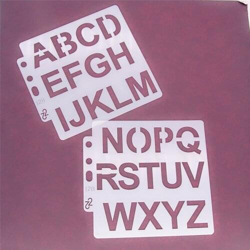 2pcs Capital Letters Scrapbook Stencils Spray Plastic Mold Shield DIY Cake Hollow Embellishment Printing Lace Ruler Valentine