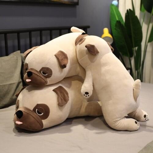 55cm-90cm Cute Pug Dog Plush Toys Sleep Pillow Stuffed Aniaml Dog Dolls Kids Birthday Gift Child Girl Xmas Valentines Present