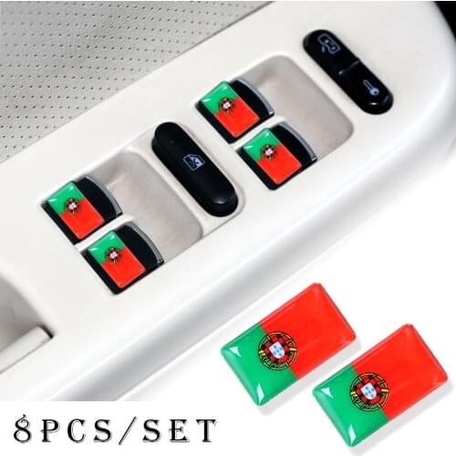 8pcs Car styling 3D Epoxy Flag Sticker Portugal Flags Emblem For Citroen Chevrolet Opel Audi Volkswagen Kia Auto Accessories