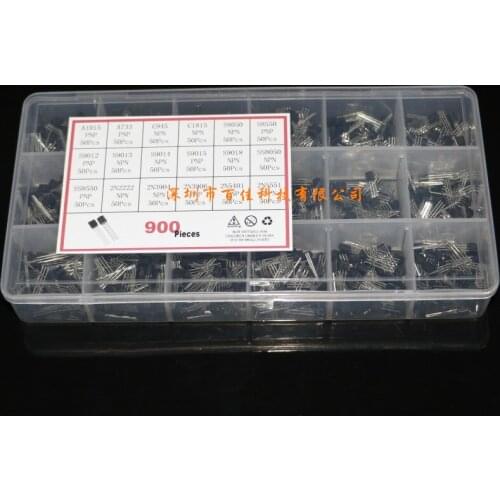 900pcs 18 specifications × 50pcs triode transistor set component box A1015-2N5551