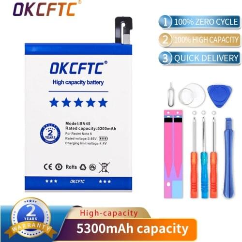 BN45 5300mAh Battery For Xiaomi Redmi Note 5 Note5 BN45 Phone Replacement Batteries +Tools