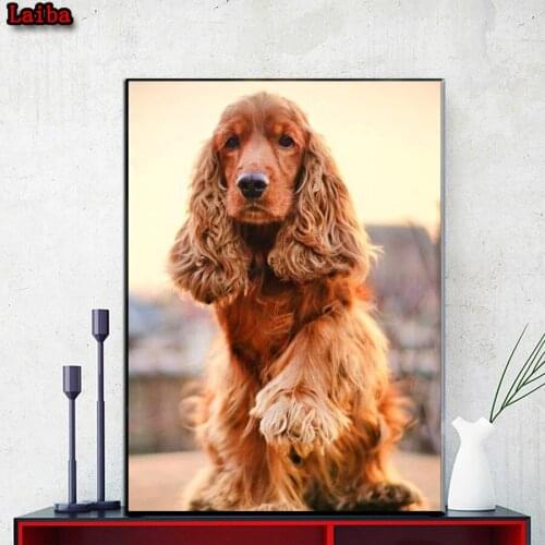 Diamond Painting British cocker spaniel Full Square round Diamond Mosaic pet dog 5D DIY Diamond Embroidery Rhinestone Decoration