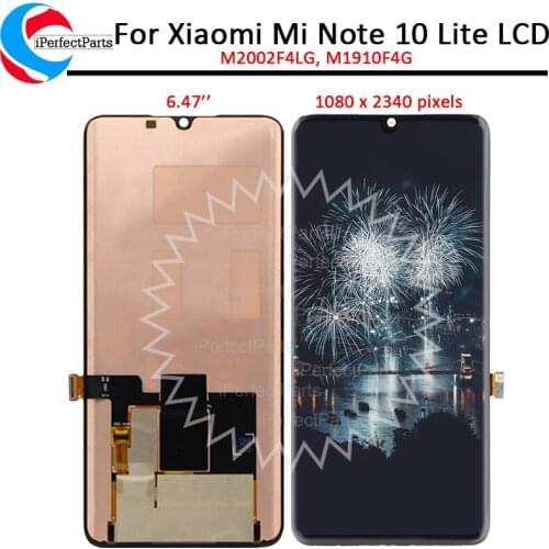 AMOLED For Xiaomi Mi Note 10 Lite LCD M2002F4LG M1910F4G Display With Frame Touch Panel Screen Digitizer For Mi Note10 Lite lcd