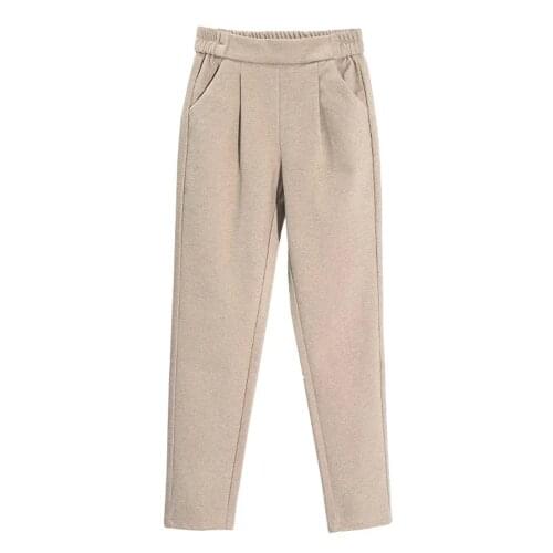 Woolen Trousers Womens 2021 Spring Autumn And Winter New High-Waist Thin Radish Pants Trousers Feet Harem Pants Female L525